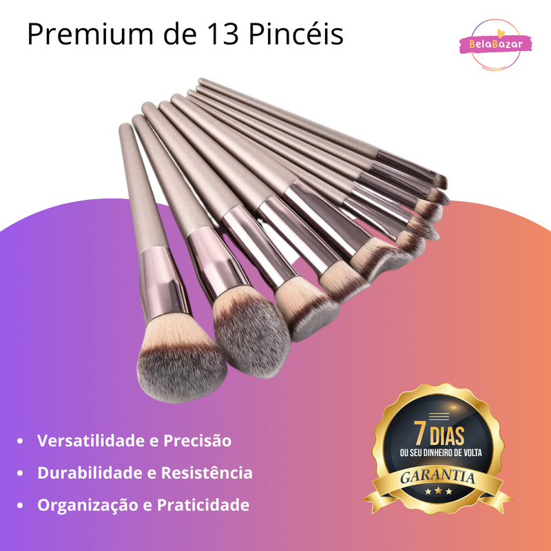 Kit de Maquiagem Premium de 13 Pincéis
